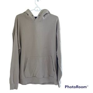 🟤FOREVER 21: Men’s tan long sleeve hooded pullover w/pocket, size M, preowned.